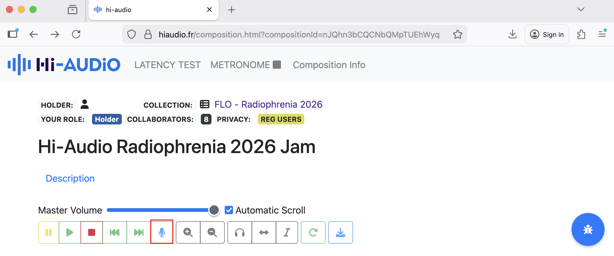 Subtle transport bar state change during recording
