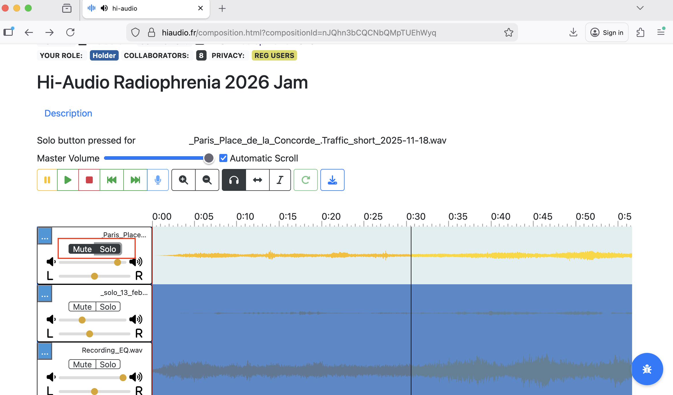 Mute and Solo controls appearing active simultaneously